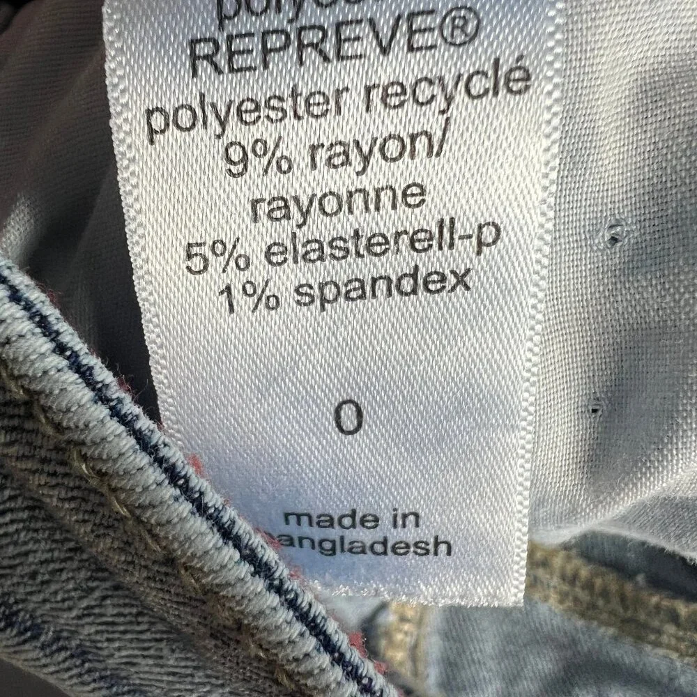 Edgely Jean Short Women 26* High Rise Light Blue Faded Cut Off Denim Jorts Tag 0